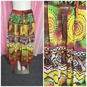 Take Two Vintage Colorful Artsy Hippie Boho Festival Maxi Skirt Size XL
